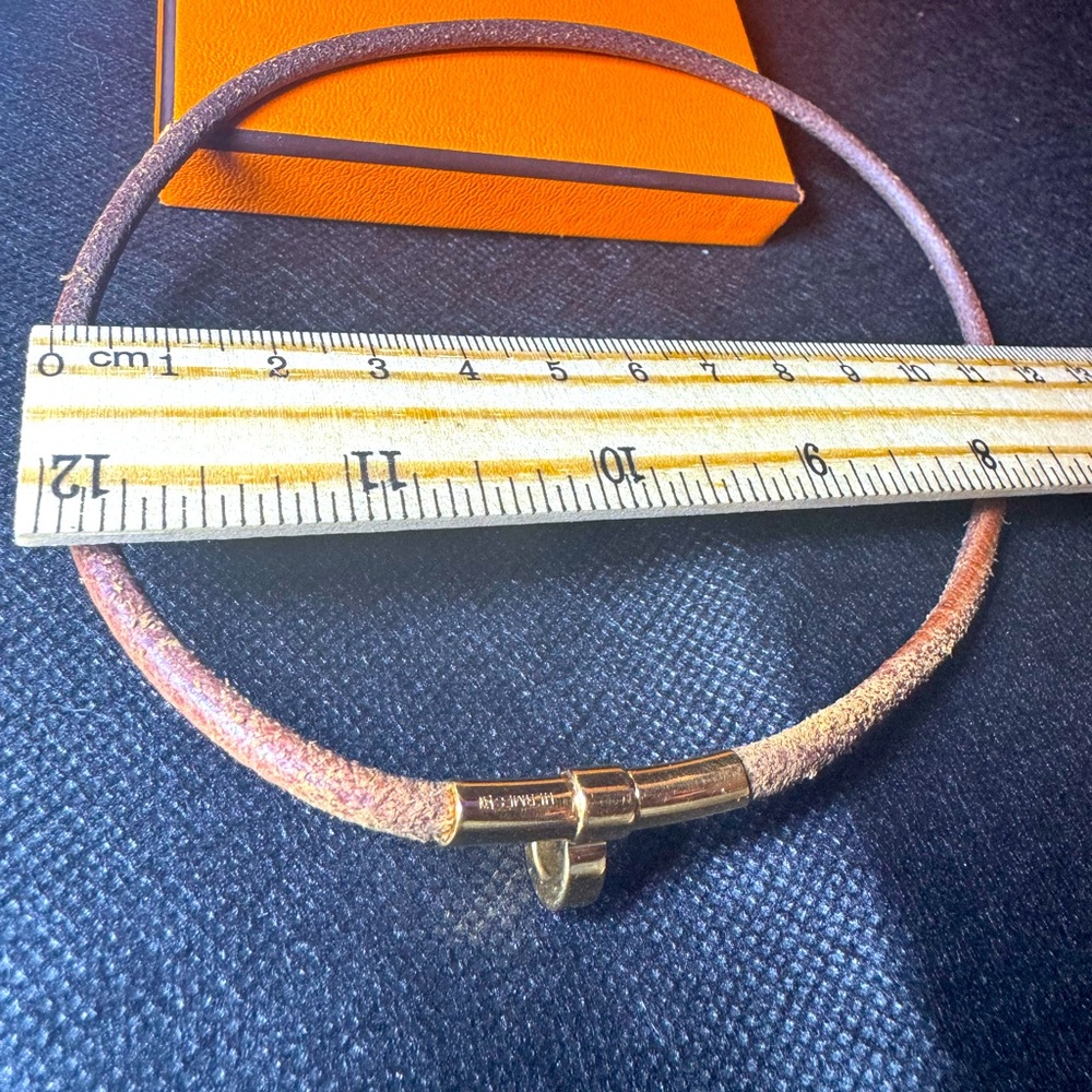 Hermès Kelly Lock Necklace Wrap Bracelet 1980 Vintage Hunter Leather Gold Plated - Picture 9 of 16